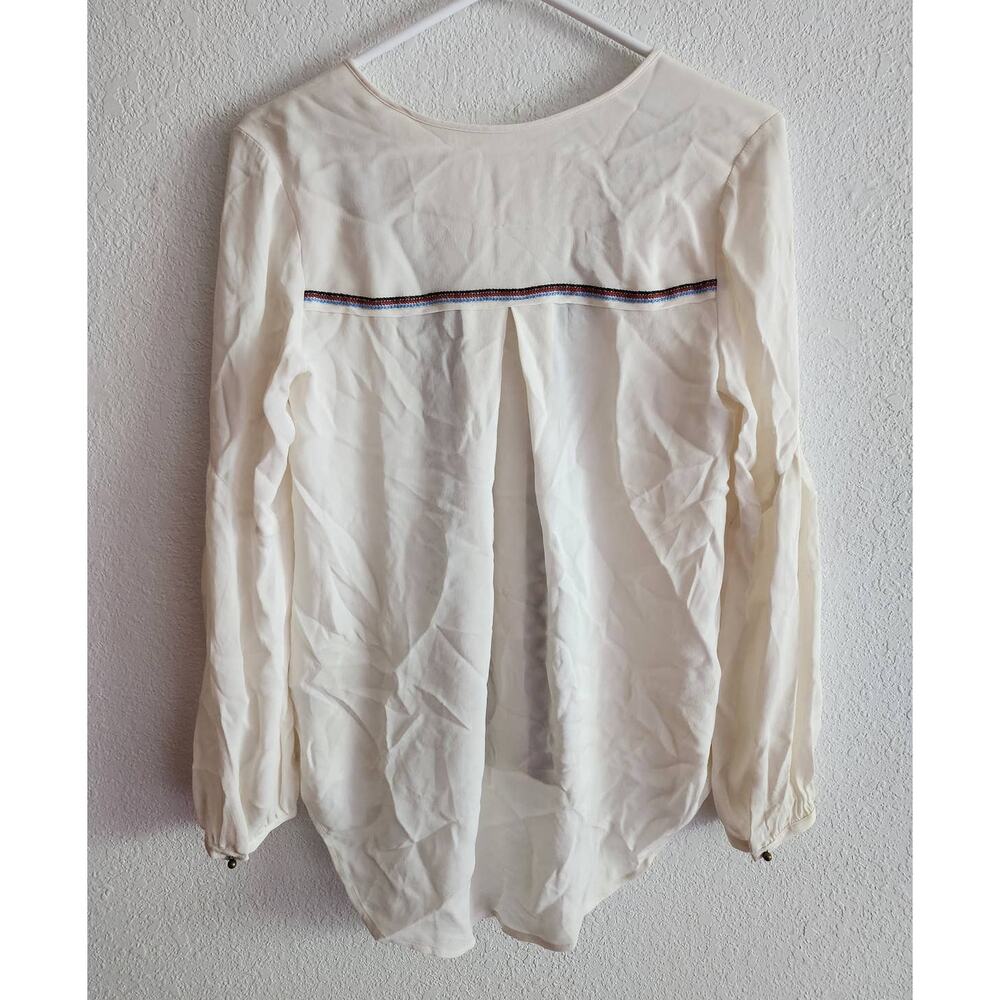 Veronica Beard Dream Long Sleeve Embroidered Silk Blouse Off White - Picture 7 of 12